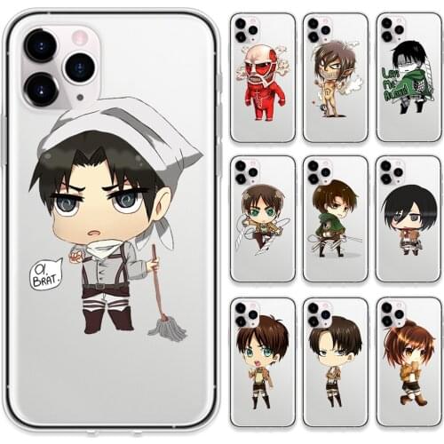 Attack on Titan Figures Phone Cases for IPhone 12 Mini Pro 7 8 Plus 11 Pro X XS MAX XR Shingeki No Kyojin Soft TPU Cover Coque