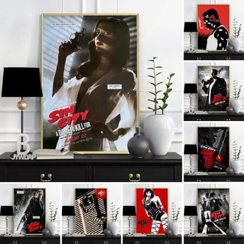 Black and White Movie Sin City Role Posters and Prints Wall Art Pictures Canvas Painting for Living Room Bedroom Home Decor