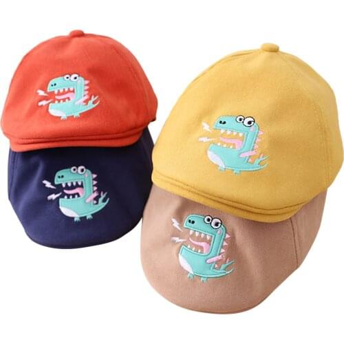 Toddler Kid Girls Boys Cap Cartoon Dinosaur Embroidery Flat Cap For Boys Girls 1-4Years