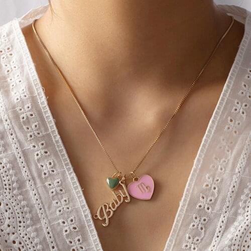 Baby Necklace Heart and Baby Letters Jewellry Pendant Necklace Constellation Jewelry Luck Jewelry