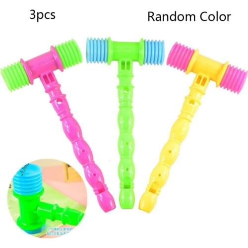 3Pcs/Set Baby Toys 9 Inch Plastic Hammer with Whistle Infants Hand Rattle Bell Grabbing Sensory Training Musical Toy for Toddler