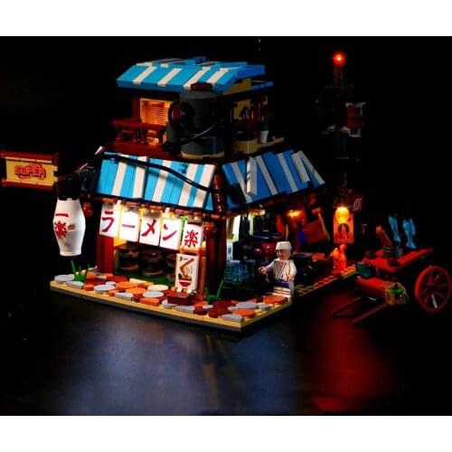 IDEA Teuchi Ramen Shop Led Light Comics Series Model MOC Creative Building Blocks Bricks Toys Best Gifts Ramen Ichiraku