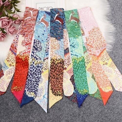 Long Tailed Monkey Skinny Scarf Bag Silk Scarves For Women New Fashion Head Scarf Luxury Brand Wrist Towel For Ladies