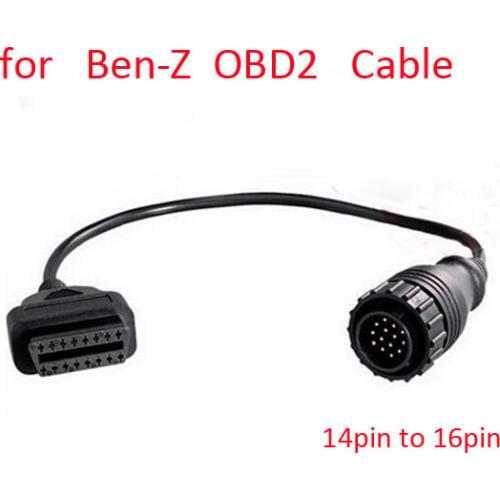 For Mercedes Benz MB OBD Connect 14 Pin Male to OBD2 OBDII DLC 16 Pin 16pin Female Connection Adapter Cables Diagnostic cable