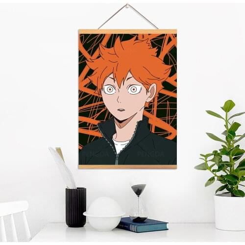 Home Decoration Canvas Japan Animation Pictures Haikyuu Poster Print Wall Art Wooden Scroll Hanging Painting Bedside Background