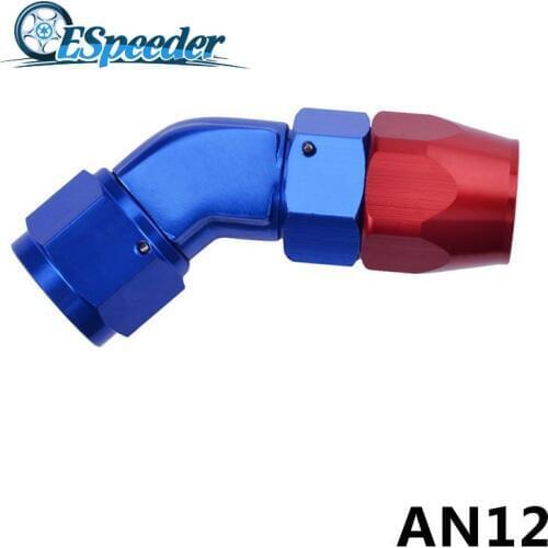 ESPEEDER AN12 Fuel Fittings 45Degree Anoized Aluminum Hose End Elbow Enforced Hose End Oil Fuel Line Adapter Oil Cooler Fittings