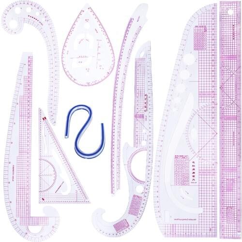Imzay 9PCS/Set Curve Cutting Ruler DIY Clothing Sample Grading Sewing Tailor Plastic Patchwork Tailoring Tools