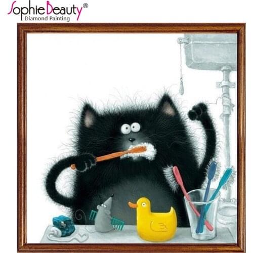 New Diy Diamond Painting Cross Stitch Diamond Embroidery Square Diamonds Mosaic Cute Animals Black Cat Diamond Painting