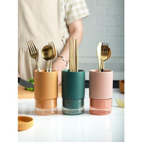 European-style Ceramic Household Kitchen Chopsticks Racks Chopsticks Basket Knife and Fork Storage Box Drain Tube Fast Cage