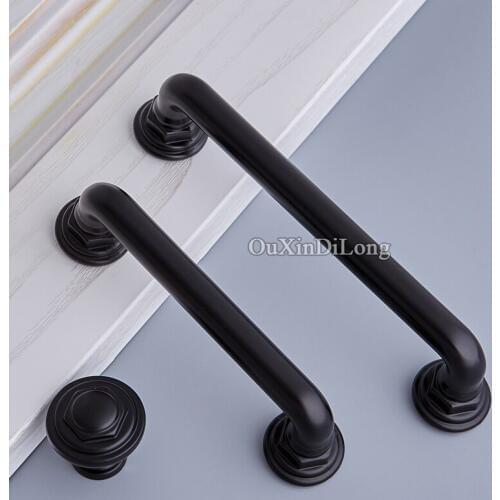 Classic Black 10PCS European Cabinet Pulls Handles Cupboard Wardrobe Drawer Cabinet Kitchen Door Handles&Knob Furniture Hardware