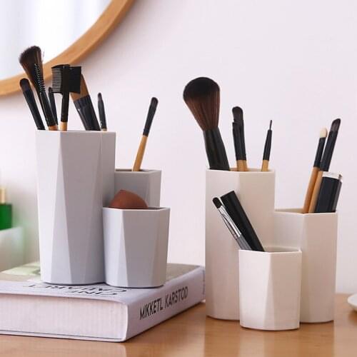 3 Lattices Cosmetic Make-up Brush Storage Box Table Organizer Make Up Tools Pen Storage Makeup Nail Polish Cosmetic Holder Box