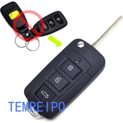 10pcs/lot 3 buttons modified flip key casing shell for Hyundai NF Sonata
