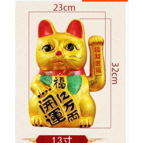 Fortune Cat new shop gift 7-13 inch large Ceramic gold Fat piggy bank Animal Wealth lucky Piggy bank bstatue home wedding