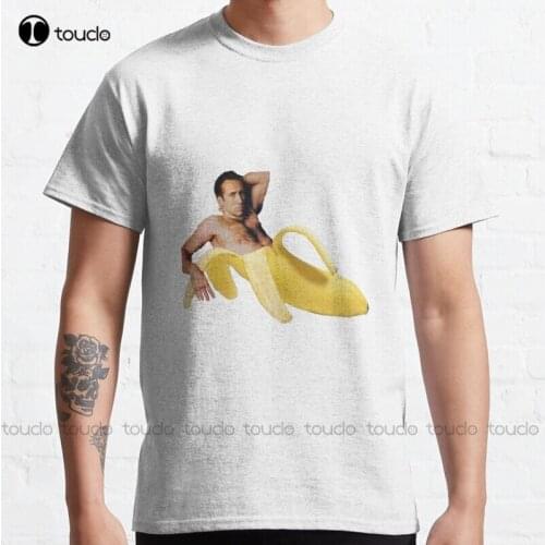 New Nicolas Cage In A Banana - Original Yellow Classic T-Shirt Black T Shirts For Men Cotton Tee Shirt S-5Xl Unisex
