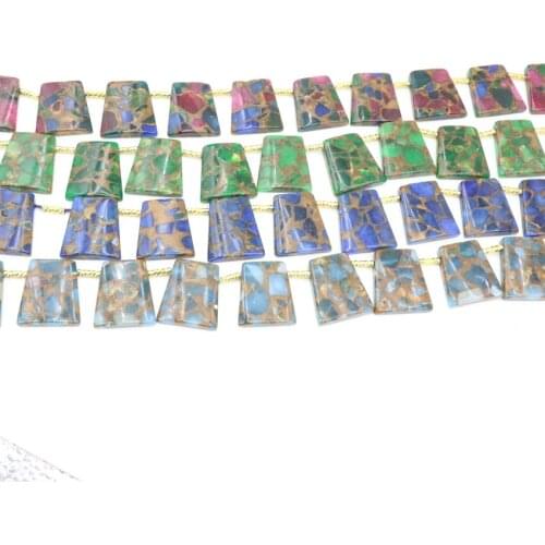 New Arrival Multicolor Bead Golden Sand Stone Trapezoid Loose Beads 22x28mm Diy Necklace Bracelets Jewelry Making 15inch B3311