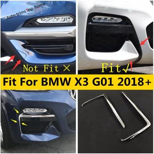 Yimaautotrims Front Head Fog Lights Lamp Eyelid Eyebrow Cover Trim 2 Pcs / Set Fit For BMW X3 G01 2018 2019 2020 ABS Exterior