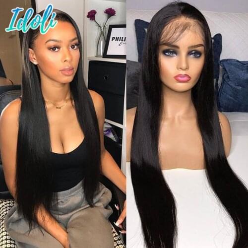 Idoli Hair Straight Lace Front Wig Natural Color Long 13x4x1 Closure Wigs 180%Density Brazilian Glueless Virgin Human Hair Wigs