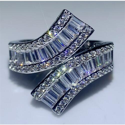 Luxury Cross Promise Ring AAAAA Zircon Cz 925 Sterling Silver Engagement Wedding Band Rings for women men Party Jewelry