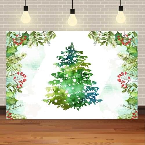 Seekpro Merry Christmas Winter Snowman Watercolor Family Party Gift Trees Customized Photo Backdrop Photography Background