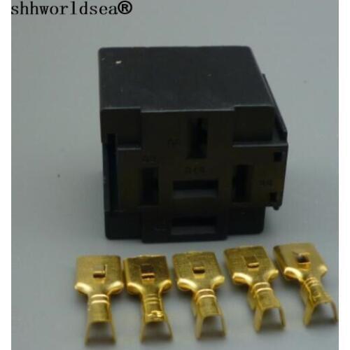 Shhworldsea 10/50/100/500sets auto relay base with 5pcs Terminal car auto relay socket
