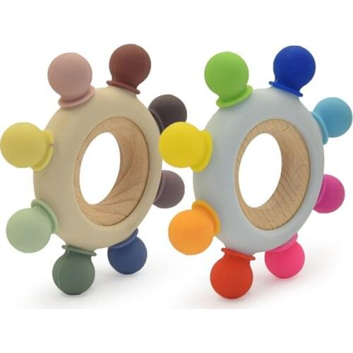 Silicone Teether Infant Rudder Molar Rattle Toys Chewable Baby Boy Teether Nursing Toys Food Grade Silicone Teething Bracelet