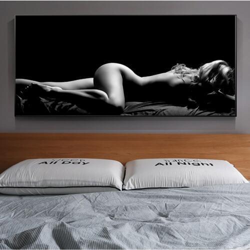 Nordic Wall Decor Nude Woman Body In Dark Canvas Wall Art Painting Poster And Prints Scandinavian Picture For Bedroom Decoration