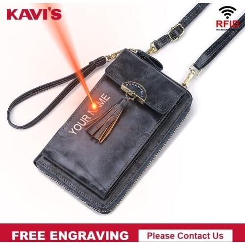 KAVIS Mini Crossbody Shoulder Bag Women Quality Cell Phone Pocket Lady Purse Clutch Fashion Leather Hasp Handbag Name Engraving