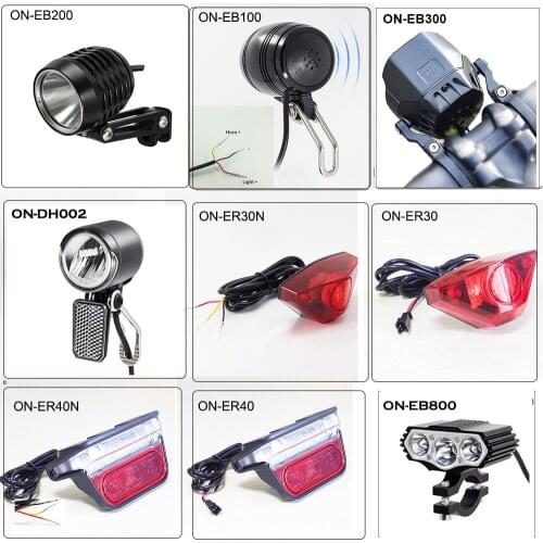Ebike Light Different Electric Bike Headlight and E Bike Rear Light LED 6V 12V 24V 36V 48V 62V Scooter Horn and Light Switch