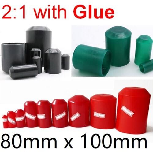 Heat Shrink End Seal Cap Dia 80mm x 100mm Length Cable Sleeve Adhesive Glue Lined Insulate Wrap Wire Protect Cover Bottom 35KV