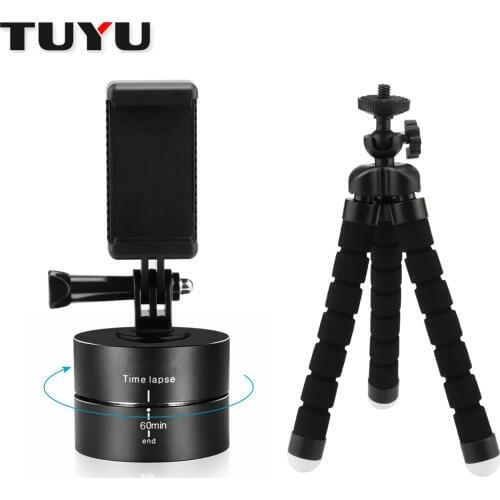 TUYU 360 Degrees Rotating Time Lapse Auto Rotate Tripod Head Base For GoPro Yi 4k SJCAM EKEN Camera Action Camera Mobile Phone