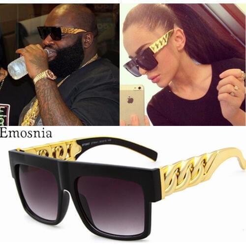 Hip Hop Sunglasses Fashion Gold Metal Chain Square Sun Glasses Celebrity Luxury Brand Designer Women/Men Shades UV400