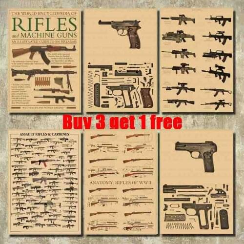 World famous gun Posters / military fans Vintage Classic Poster Bar Cafe Living Room Dining room Wall Decorative Paintings