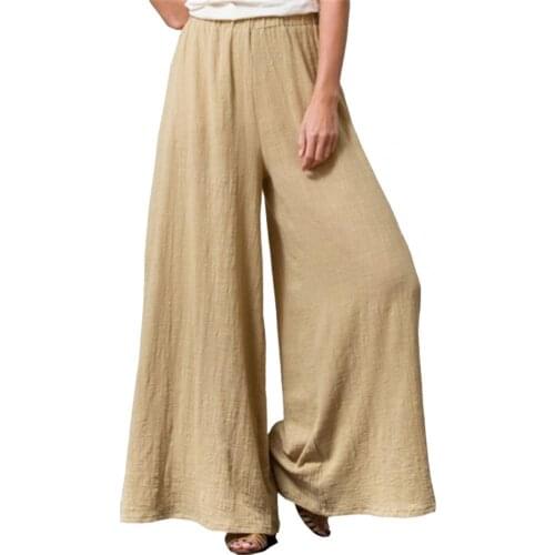 2021 New Autumn Women Pants Slacks Mid Rise Solid Color Wide Leg Elastic Waist Long Pants Trousers штаны