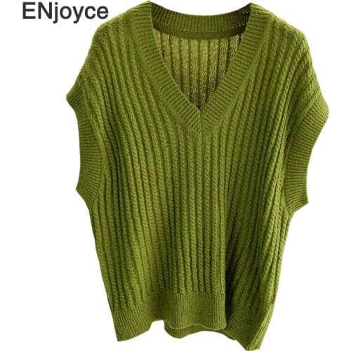 Women 2020 Autumn Fashion Oversized Mohair Knitted Vest Sweater Vintage Wild Sleeveless Side Vents Female Waistcoat Chic Tops