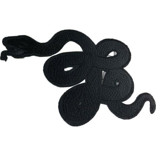 1 Piece Large Black Snake Embroidered Cloth Stickers, Exquisite Adhesive Patch Clothing, Personalized DIY Patch Stickers