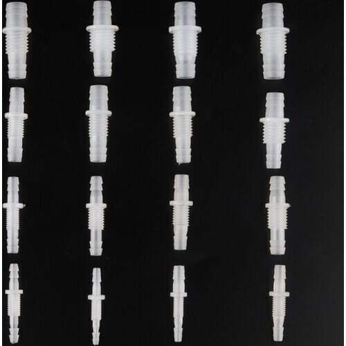 10Pcs 3~6mm M6~M8 Thread PP Straight Hex NutAdapter Aquarium Fish Tank Plastic Pagoda Joints Food Grade Air Pump Hose Connectors