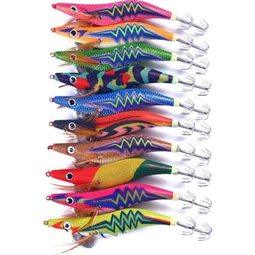 14cm 20g 3.5# Squid Jig Fishing Wood Shrimp Lure Squid Cuttlefish Jigs Lures Spinnerbait Wood Shrimp