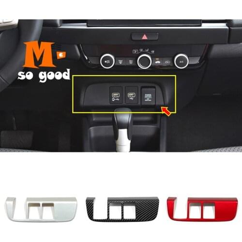 2020 2021 For Honda Fit Jazz Car cigarette Lighter panel decoration Cover Trim accessories Matte/Carbon fiber Car Styling 1pcs