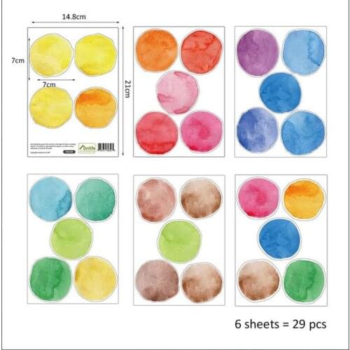 29pcs/set Dot Watercolor Wall Sticker Color Circle Wall Decals DIY Life anywhere Home Decoration Cute Stickers For Kids Bedroom