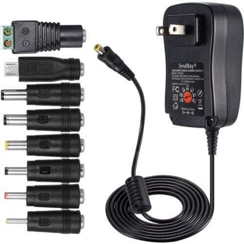 30W 3/4.5/5/6/7.5/9V/12V Volt AC/DC Adapter Power Supply Charger- 2Amps