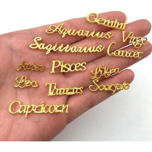 48Pcs Constellation Zodiac Word Charms Pendants Type Alloy English Letter UV Seal Clay Diy Fittings jewelry Manufacturer