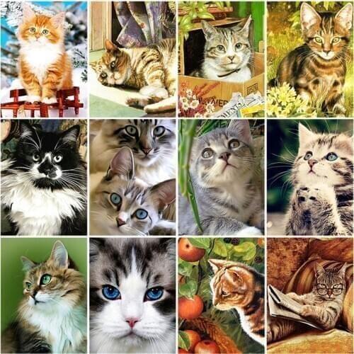 DIY 5D Diamond Painting Cat Animal Diamond Embroidery Cross Stitch Mosaic Picture of Rhinestone Art Wall Baby Kids Room Decor