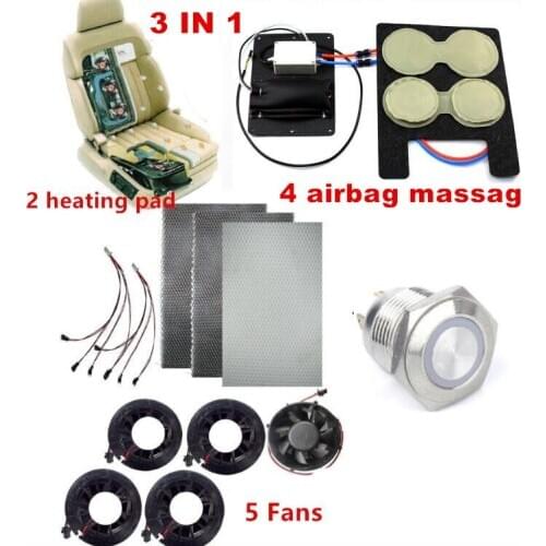 12 V car Luxurious seat interior accessories heated seat + 5 cool ventilation fan +4 air pneumatic four seasons massage support