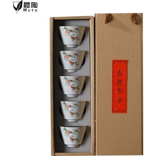 White Ceramic Drinkware for tea Chinese Porcelain Handmade Jingdezhen Kung Fu Tea set Cup Bowl porcelain small ceramic cups