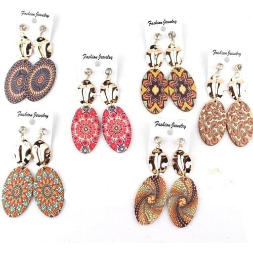 Free shipping! Long Hoop Wooden Earrings can mixed colors