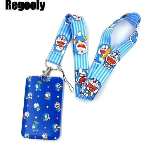 Cartoon Doraemon Key lanyard Car KeyChain ID Card Pass Gym Mobile Phone Badge Kids Key Ring Holder Jewelry Decorations
