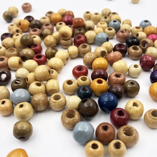 100pcs 9-11mm random mixed natural color Wooden Beads Accessories jewelry DIY wood bead Spacer Ball Round for necklace bracelet