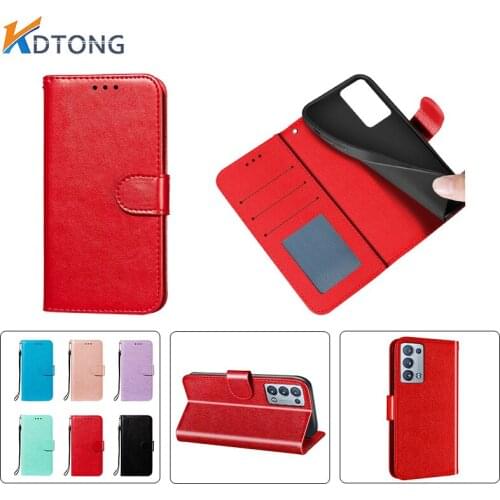 Solid Color Wallet Case For OPPO Reno 6 5 Z Find X3 Neo Lite Realme 8 F19 Pro Plus A94 A93 A74 A54 5G Card Slot Shockproof Cases