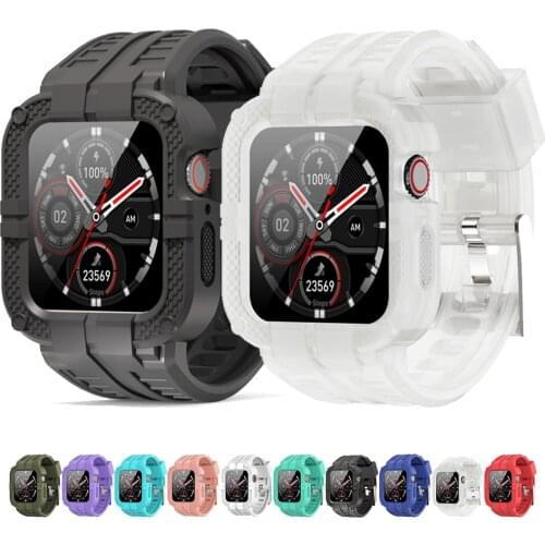 Case+Strap For Apple Watch Band 40mm 44mm 42mm 38mm Accessories Soft Silicone Sport Bracelet For iWatch 5 4 3 6 SE 2 band+case