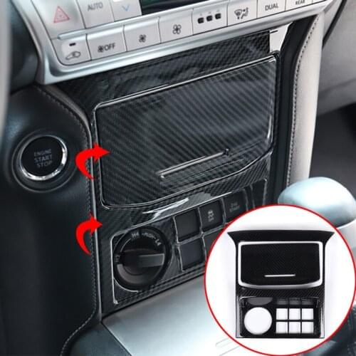 For Toyota Prado FJ150 2018-2020 ABS Carbon fiber Interior Center console storage box trim Molding cover Car Styling